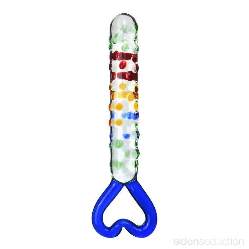 Rainbow heart Glass dildo - EdenSeduce